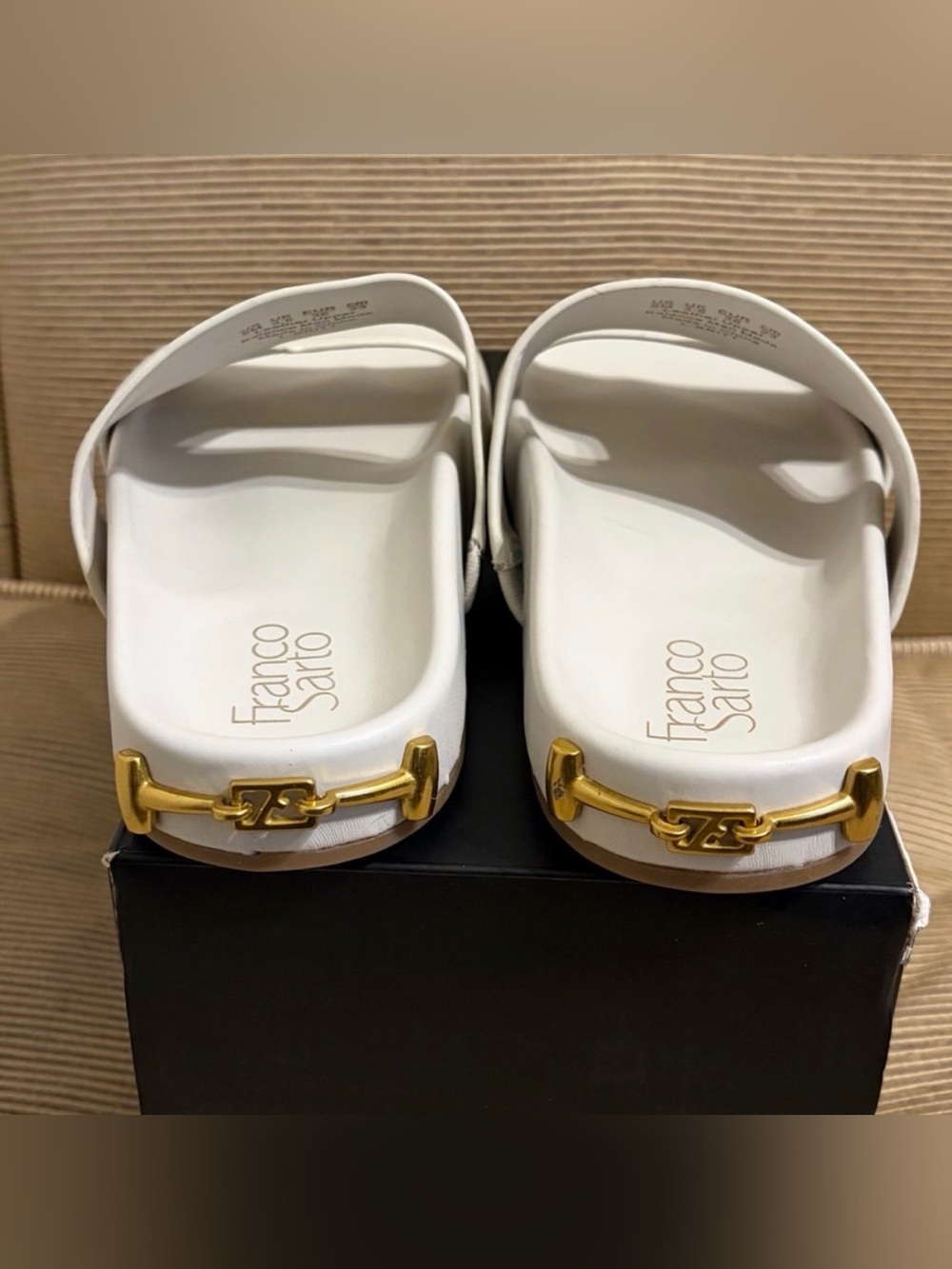 NWOT Franco Sarto Leather Britt Slide Sandal in Chiffon White - Size 6-6.5